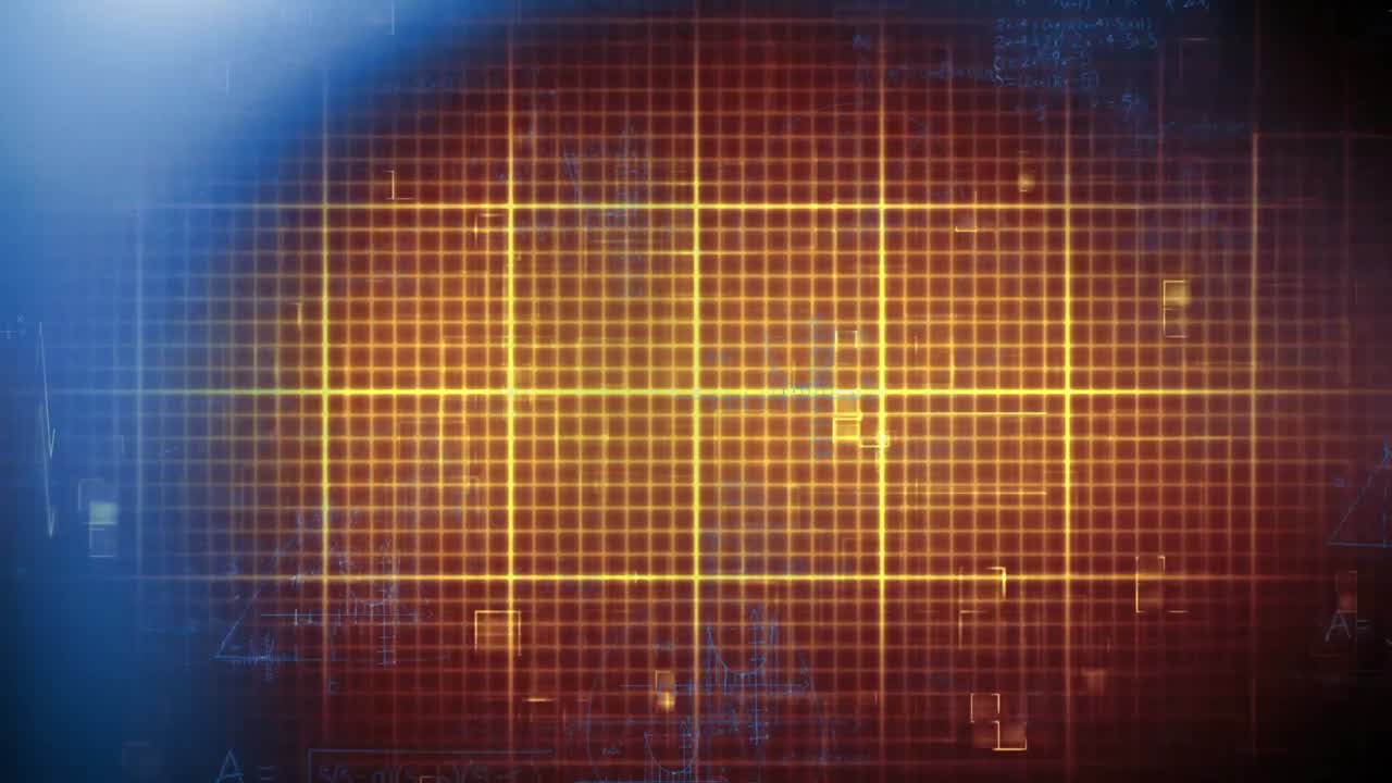 수학 기호를 통해 그리드에서 움직이는 스 라인의 애니메이션