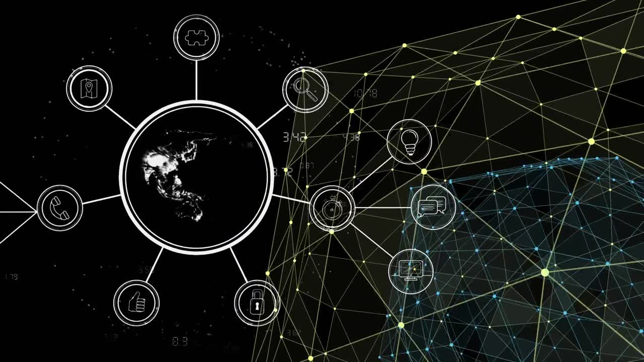Globe of network of connection against black background