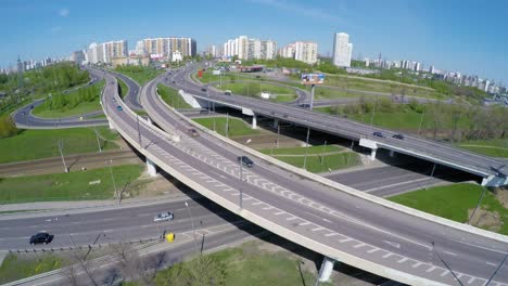 Aerial-view-of-a-freeway-intersection