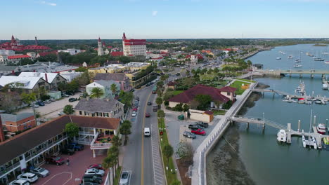 flying along the waterfront of downtown st