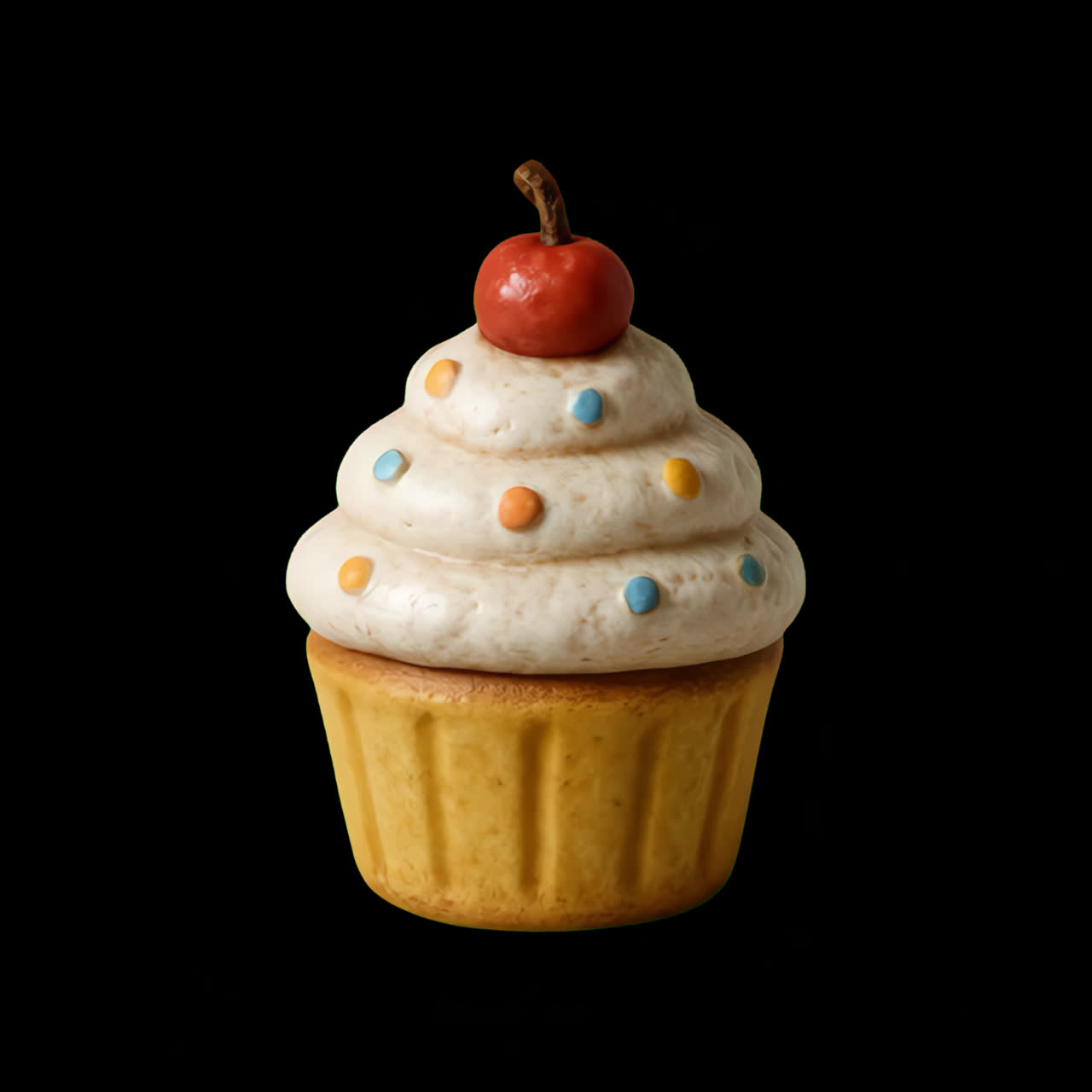Risorsa isolata di animazione di cupcake stravagante con ciliegina, video 4K trasparente, canale alfa