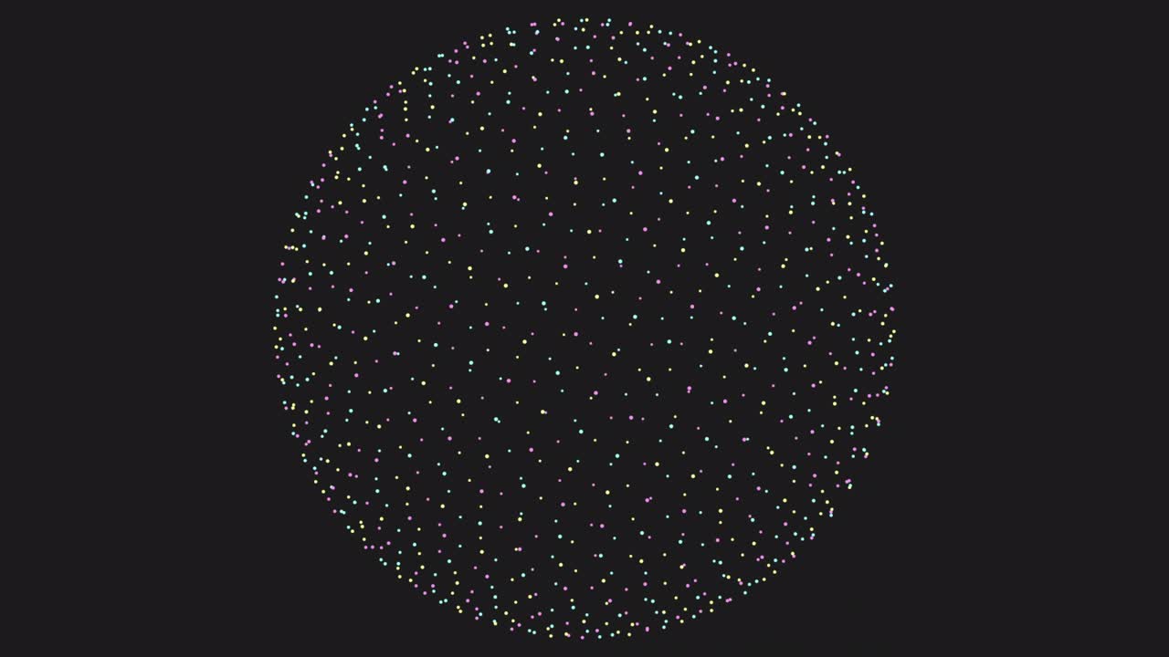 неоновая большая сфера состоит из маленьких точек на темном пространстве