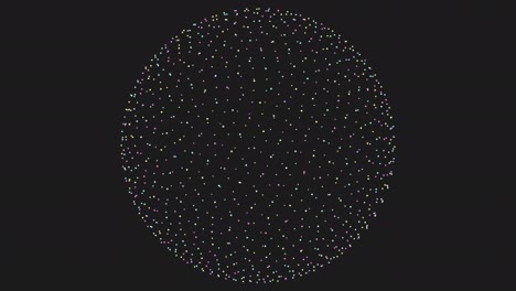 neon big sphere consists of small dots on dark space