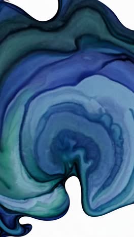 fluid art texture resembles swirling ocean currents, mixing shades of blue and green in an abstract alcohol ink painting with flowing lines and organic shapes