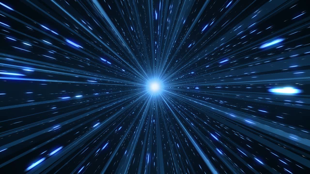 fondo abstracto azul con velocidad de vuelo rápido rayas de luz animación