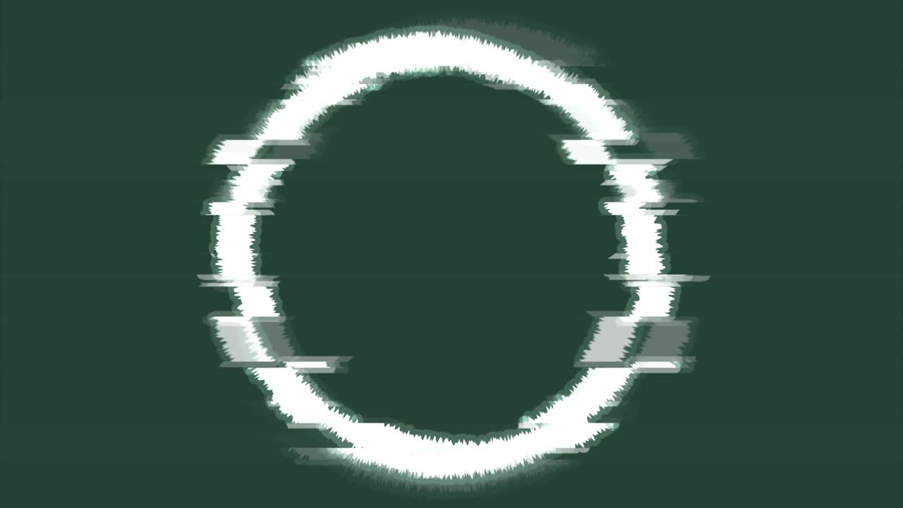 추상적인 글리치 효과 화이트 서클 비디오 애니메이션