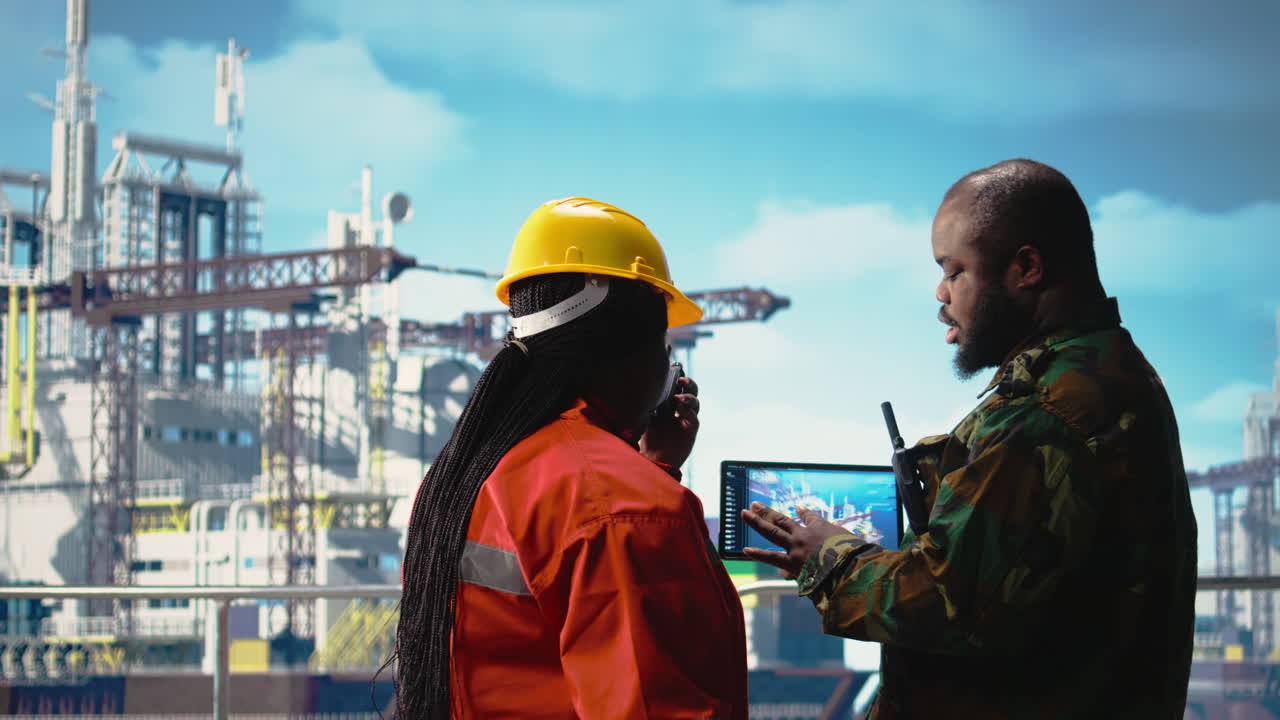 Vertical video Soldier does escort duty for offshore platform, verifying system integrity
