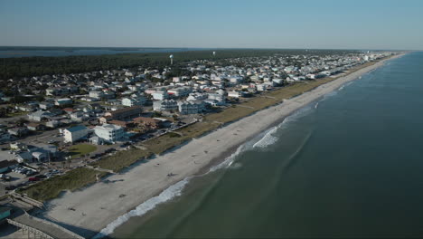 aerial view panning over kure beach north carolina 4k