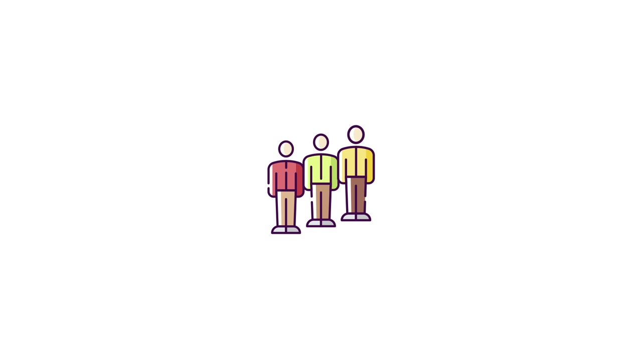 Animated Icon of Three People Standing in a Line