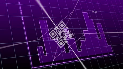 Animación-De-Gráficos-Y-Código-Qr-Sobre-Fondo-Violeta