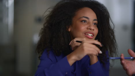 african american business woman talking