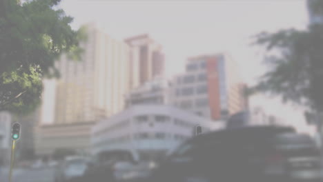 animation of thumbs up icon with increasing likes over world map against time-lapse of city traffic