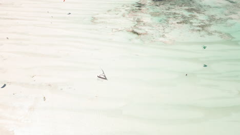 Aerial-view-of-a-lonely-boat-on-a-serene-sea