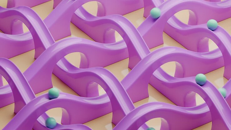 Abstract 3D Pattern with Purple Curves and Teal Balls