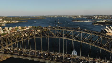 aerial perspective of sydney harbor bridge and city landmarks