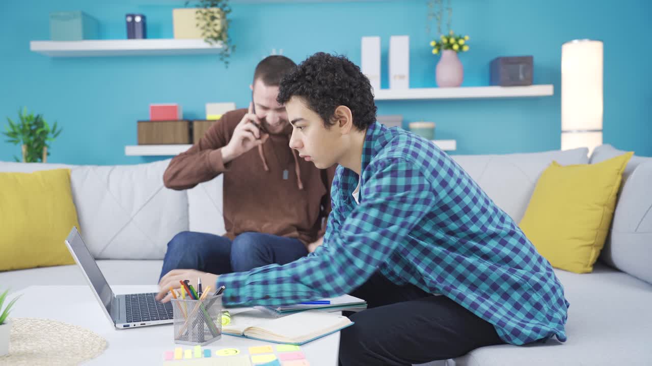 Brothers who don't get along at home. Sibling quarrel.