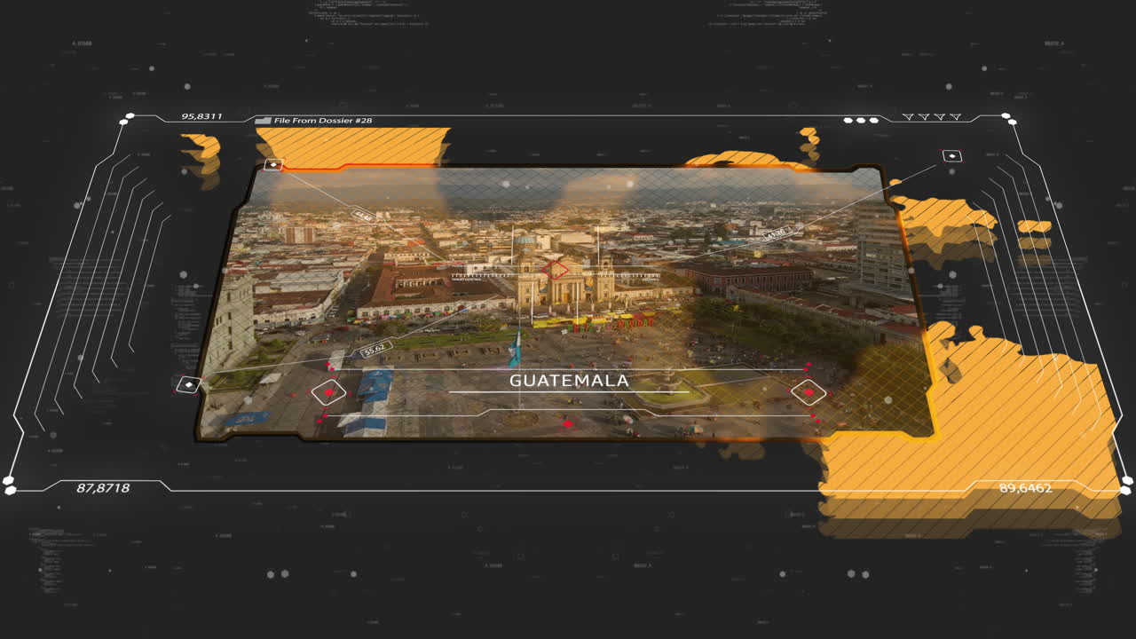 Peta arahan intelijen sinematik untuk pembajakan. Sangat cocok untuk arahan intelijen, misi rahasia, operasi terselubung. Klip 13 detik peta dunia Guatemala. 30fps 4k.