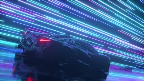 futuristic sports car with neon lights