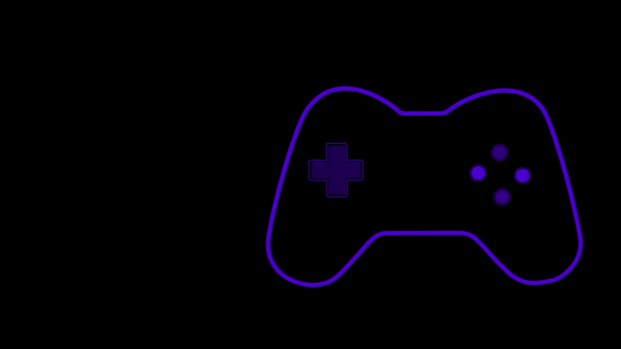 Animation of purple video game logo