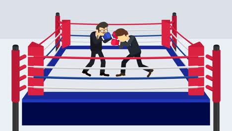 business man battle in boxing gloves. business competition concept. loop illustration in flat style.