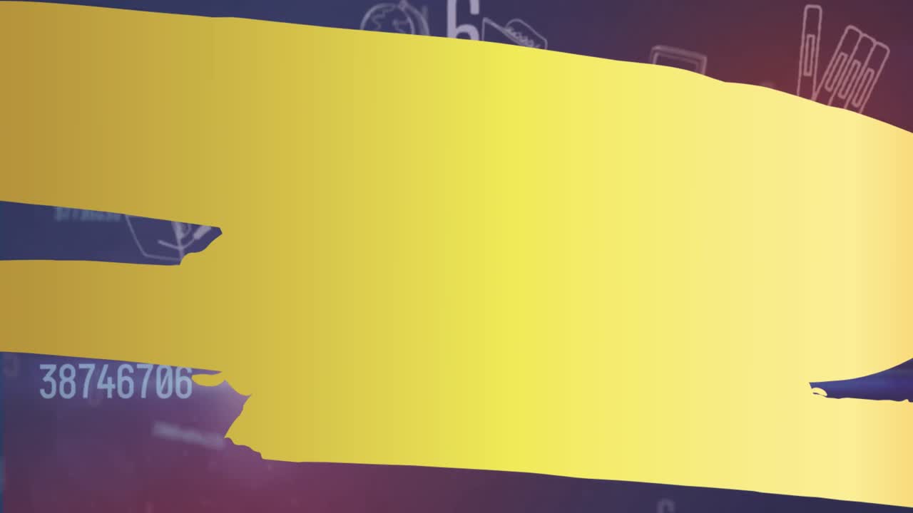 animación de iconos escolares sobre las formas.