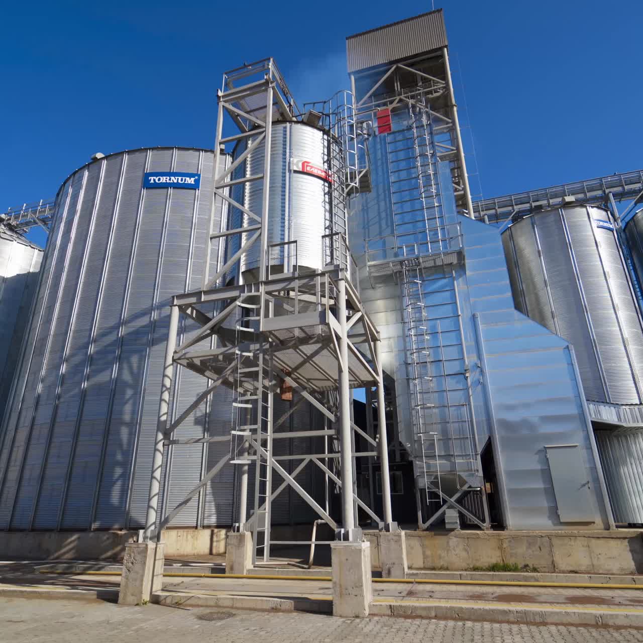 Agriculture grain silos storage tank. Modern industrial elevator for grain storage