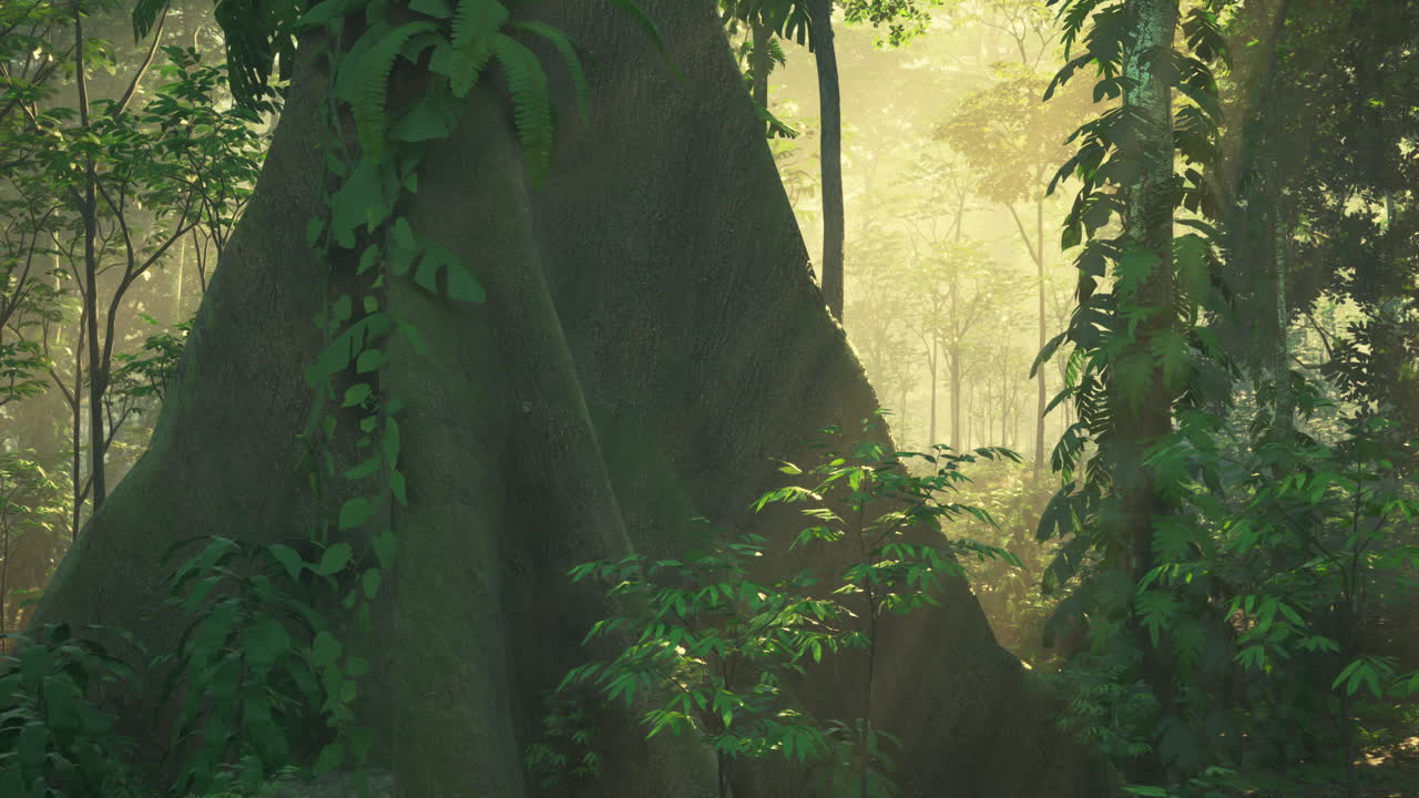 amanecer en una exuberante selva tropical