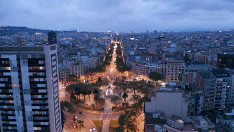 vista aérea de la gran vía con la plaza de tetuán, barcelona, españa