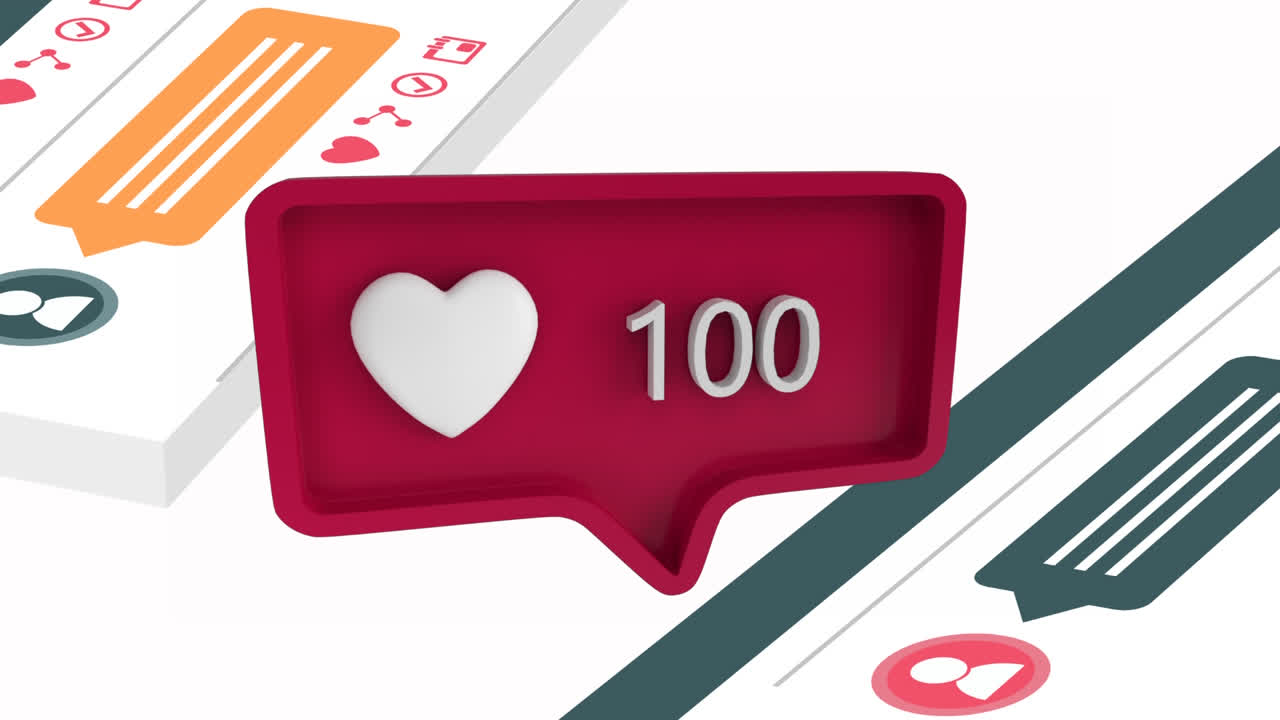 icono del corazón con un número creciente en las redes sociales