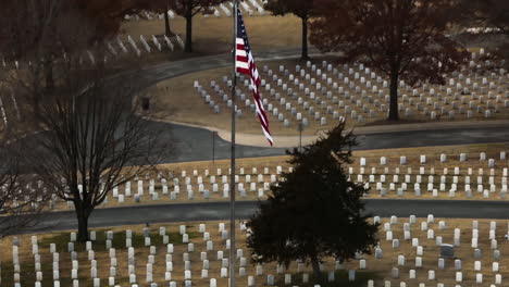 American-United-States-flag-on-pole-in-Fayetteville-vast-national-cemetery