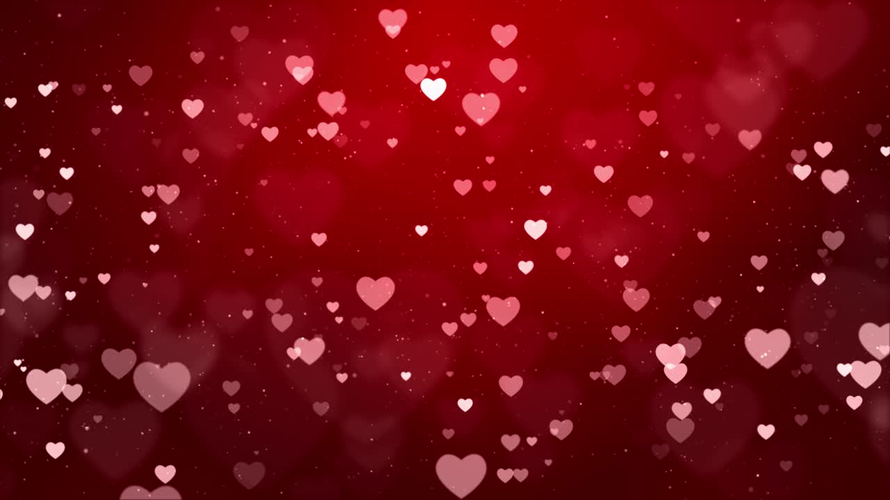 abstracto brillo bokeh corazones partículas de movimiento bucle fondo 4k.