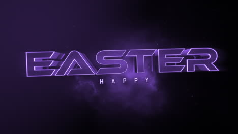 neon easter vibrant purple happy easter text on dark background