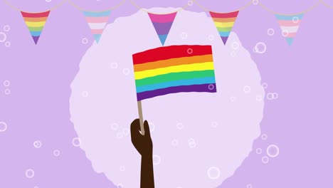 2d animation of multiethnic people waving lgb