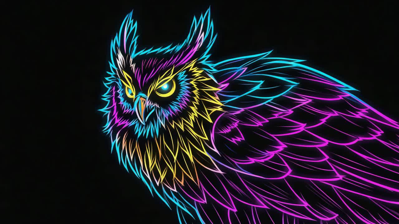 Ilustración del búho de neón