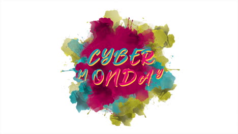 Cyber-Monday-Text-Mit-Aquarellpinsel-Auf-Weißem-Farbverlauf