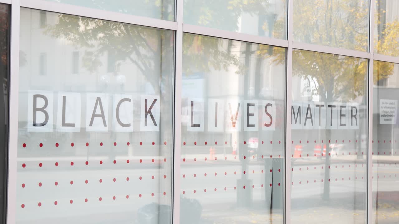Black Lives Matter sign in retail window