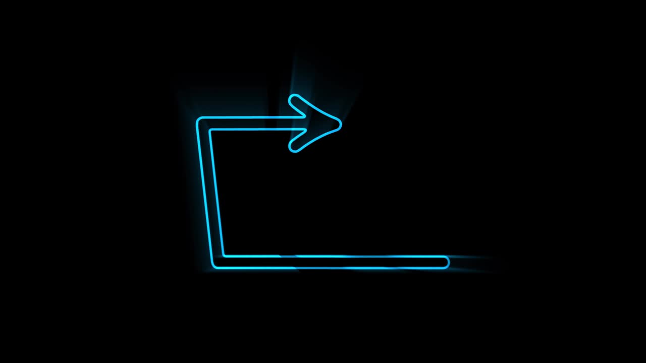 Glowing neon line Arrow icon isolated on black background. Direction Arrowhead symbol. Motion graphics