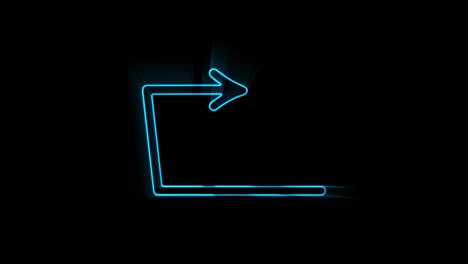 glowing neon line arrow icon isolated on black background. direction arrowhead symbol. motion graphics