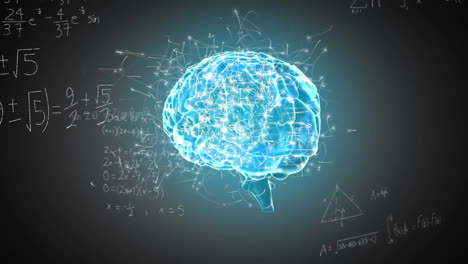animación del cerebro humano y procesamiento matemático de datos