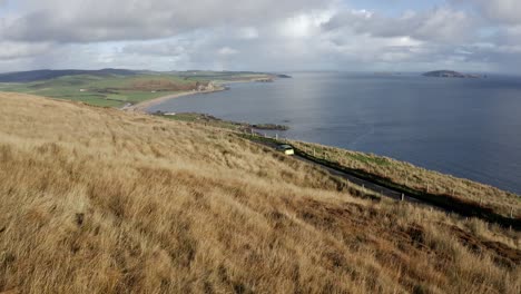 aéreo - mull of kintyre, adelante, escocia, horizonte y costa, península de kintyre