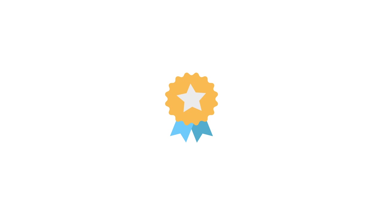 Animated Award Badge with Star on White Background
