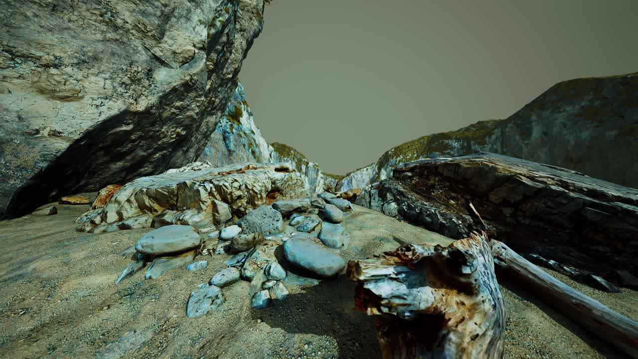 버려진 해변과 바위 절벽의 하이퍼  ⁇ 스