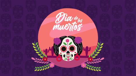 celebración del día de los muertos con el cráneo de la cabeza de katrina