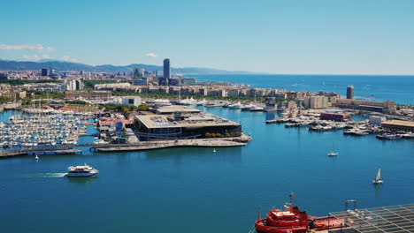 View-From-Above-Of-Barcelona's-Bustling-Port
