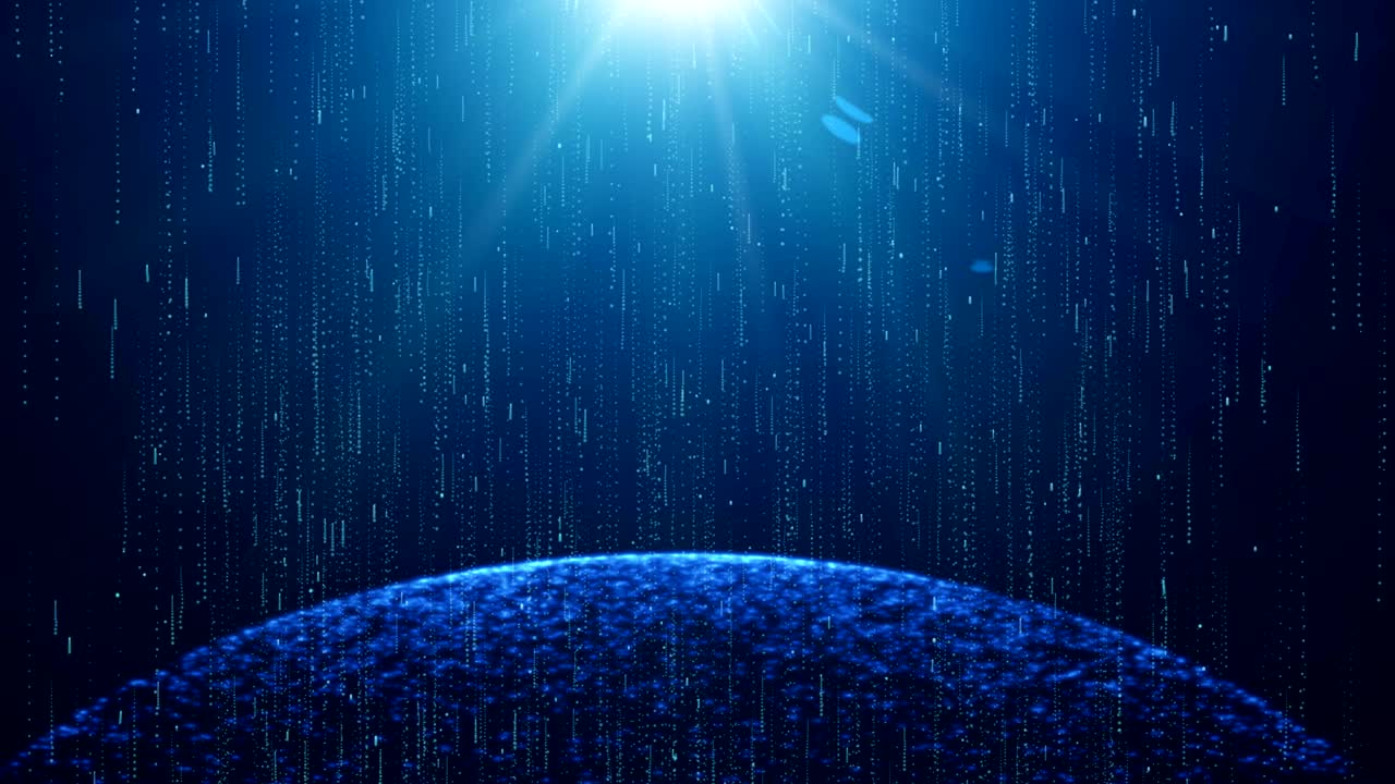Blue Planet Rotating On Space Background