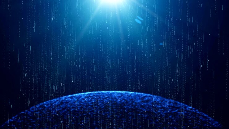 Blue Planet Rotating On Space Background