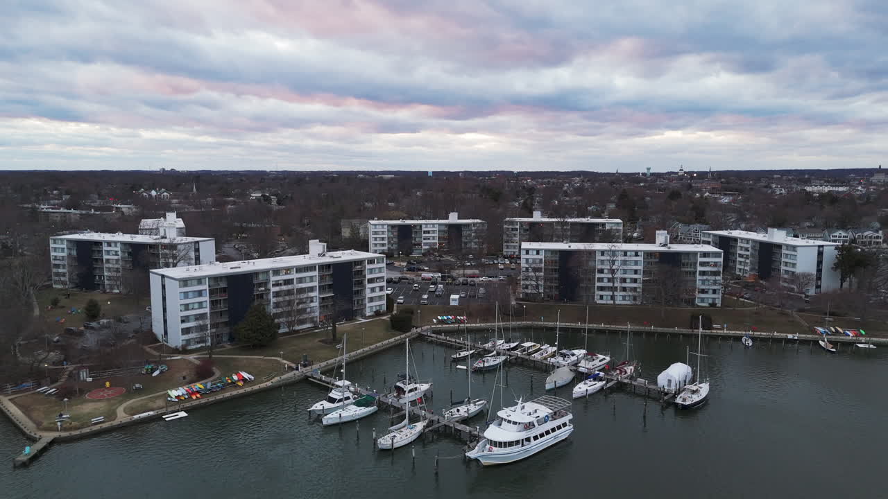 Nautilus Point Apartment Complex In Annapolis, Maryland - Aerial Pullback