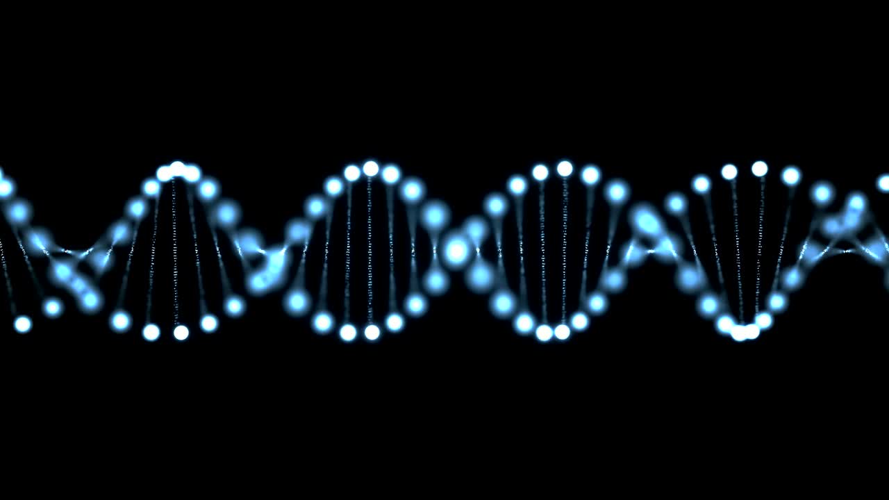 3D rendered animation of rotating DNA glowing molecule. Genetics concept.