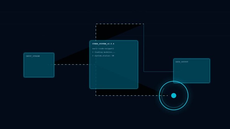 Digital Cyber System Interface with Data Flow Animation