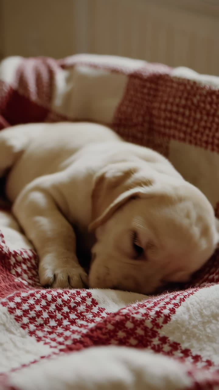 Cute Puppy Sleeping Peacefully on a Blanket